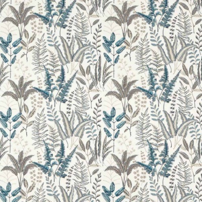 Clarke and Clarke Bracken Embroidery in Denim